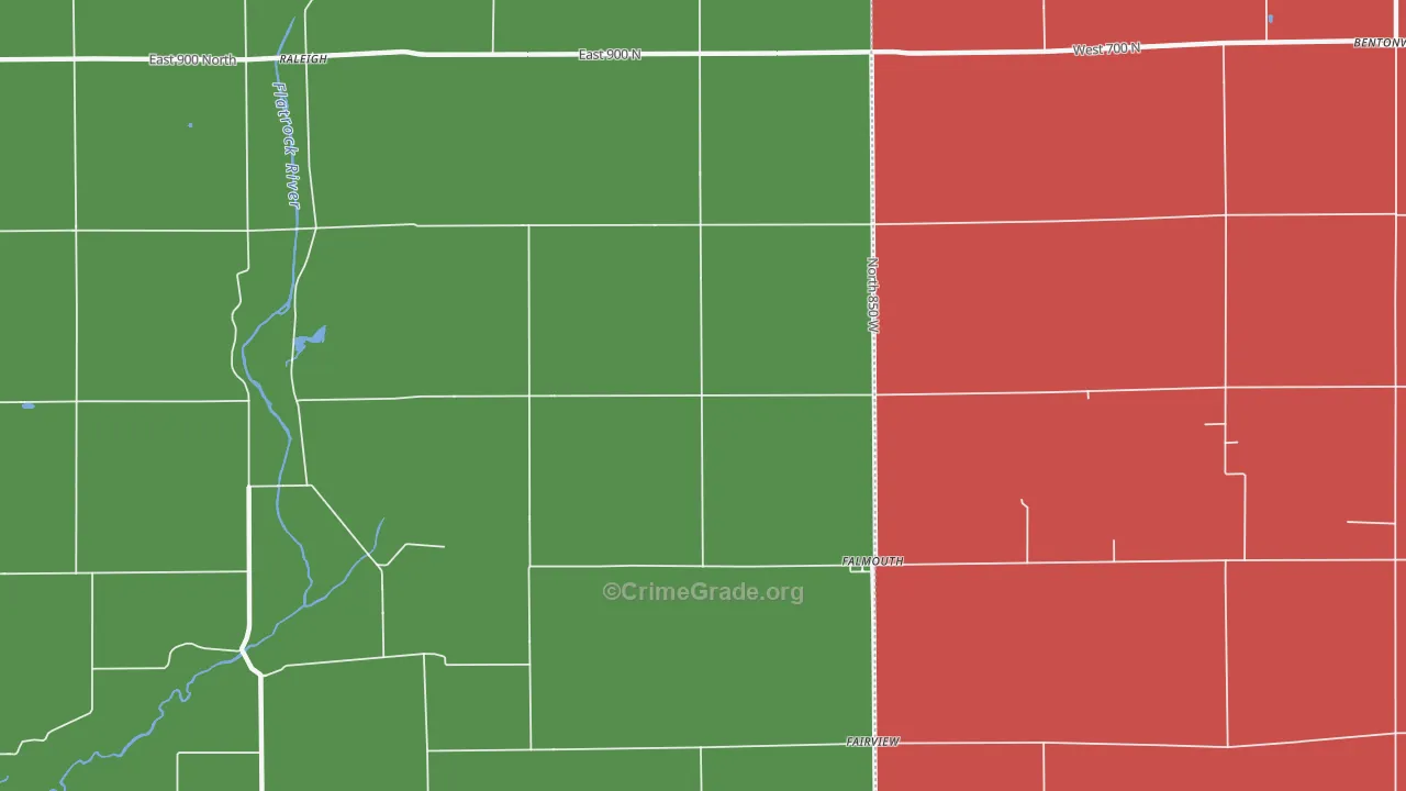 46127, IN Map of Vehicle Theft Rates