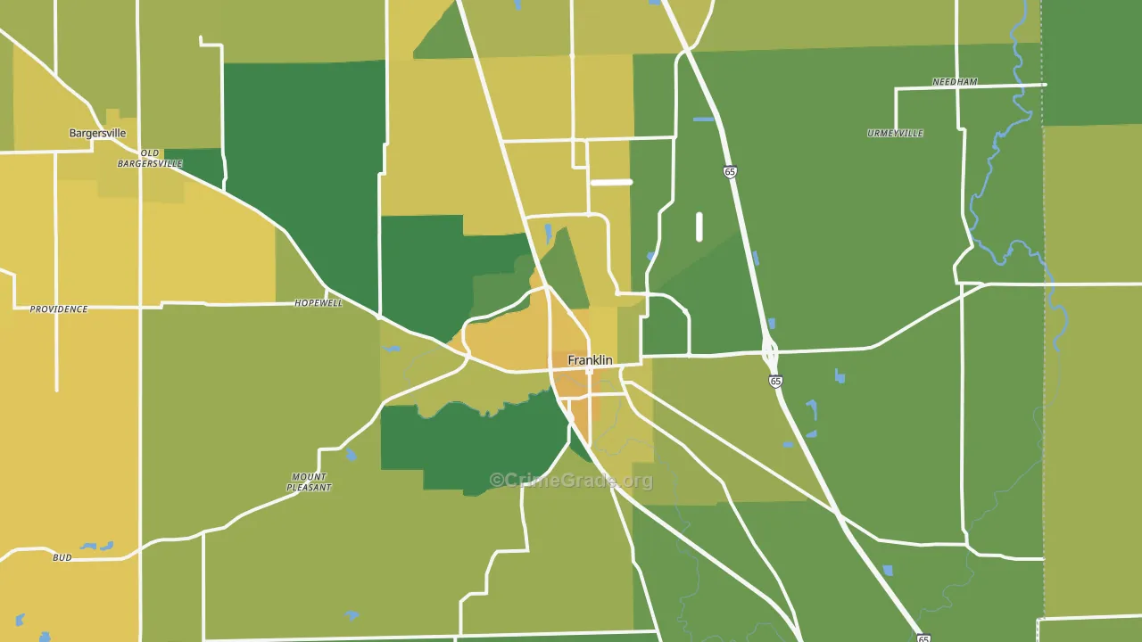 46131, IN Map of Vehicle Theft Rates