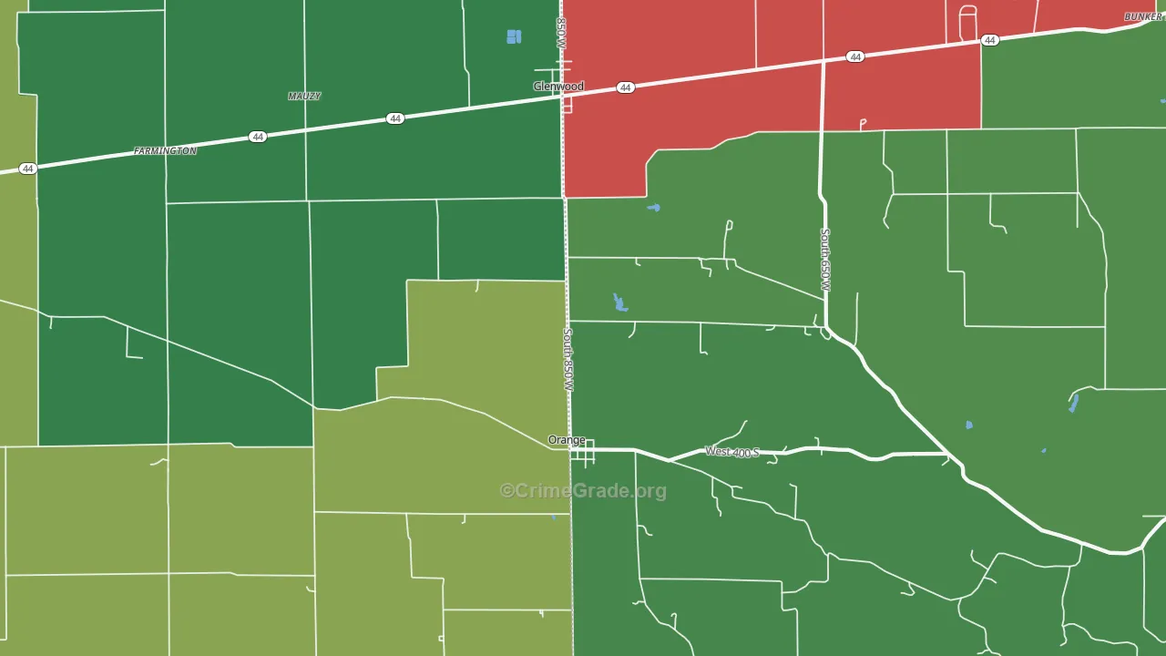 46133, IN Map of Vehicle Theft Rates