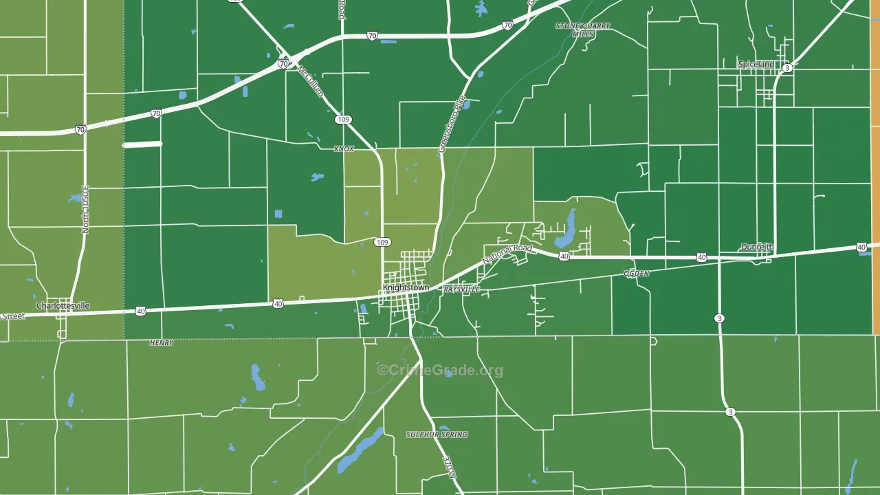 46148, IN Map of Vehicle Theft Rates