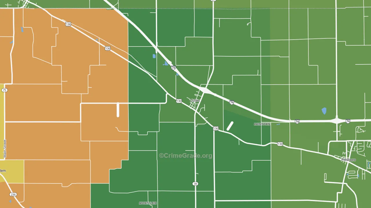 46149, IN Map of Vehicle Theft Rates