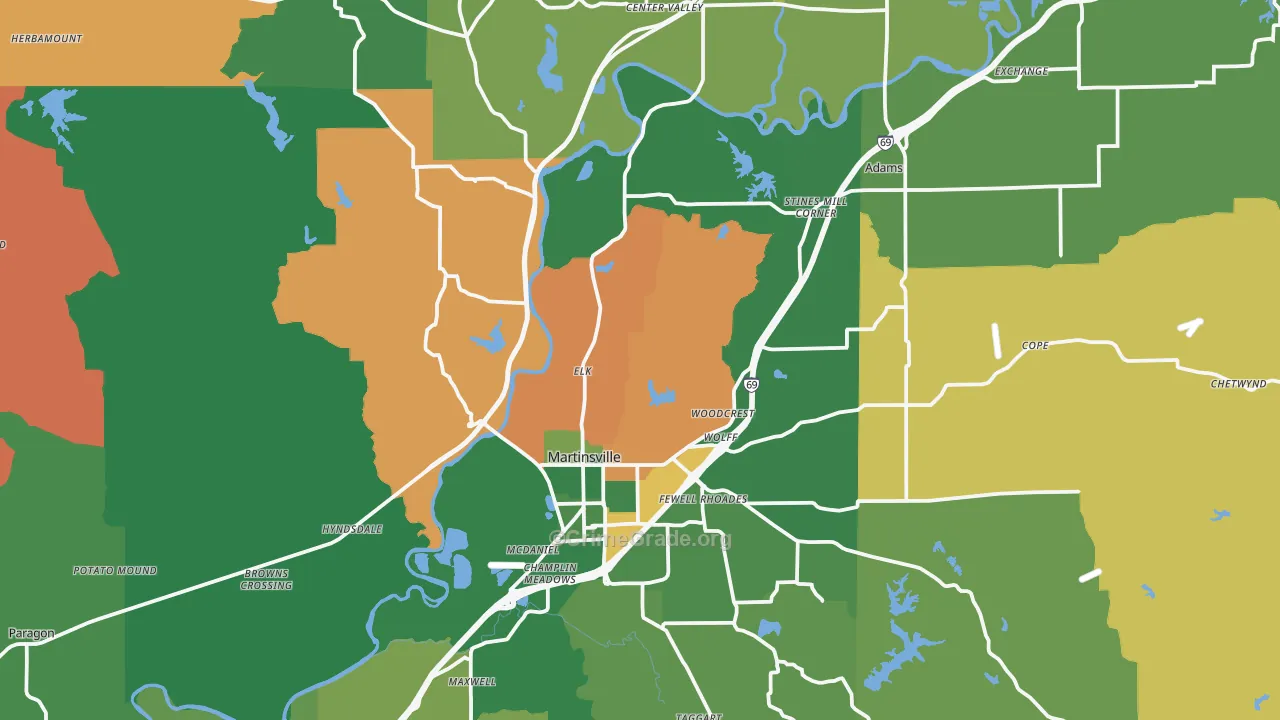 46151, IN Map of Vehicle Theft Rates