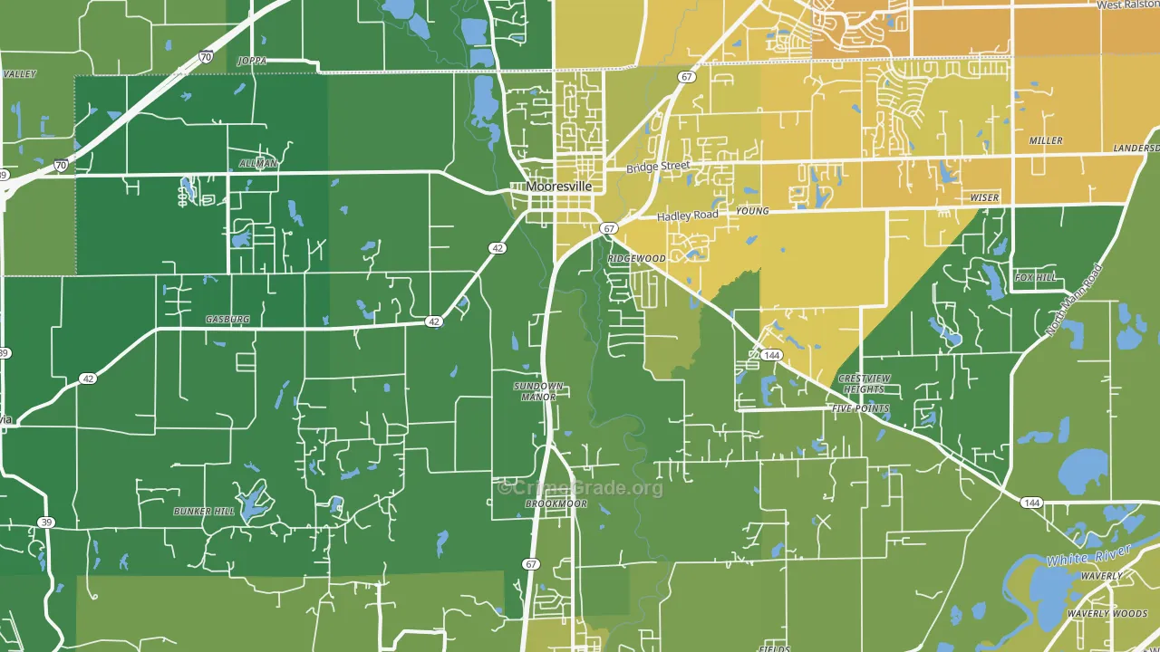 46158, IN Map of Vehicle Theft Rates