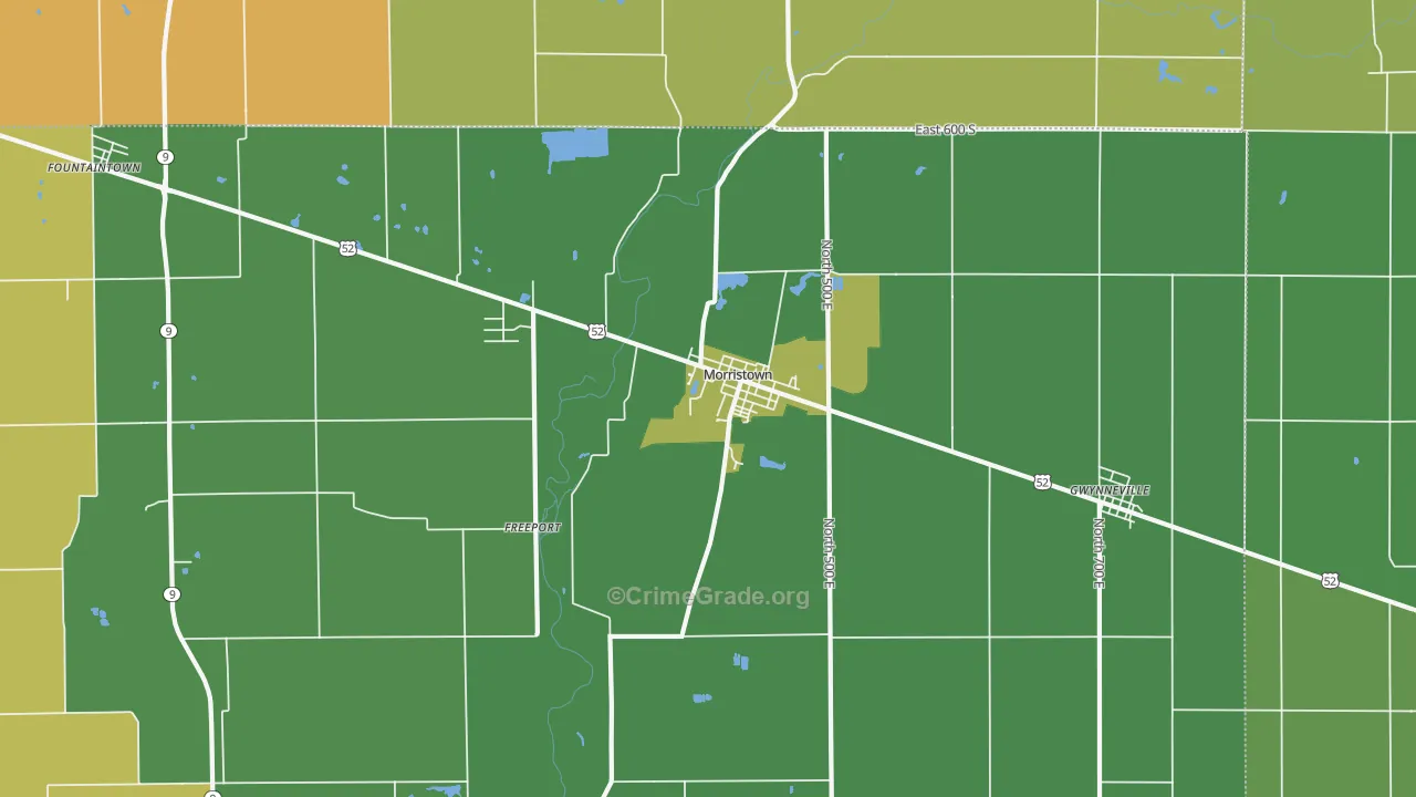 46161, IN Map of Vehicle Theft Rates