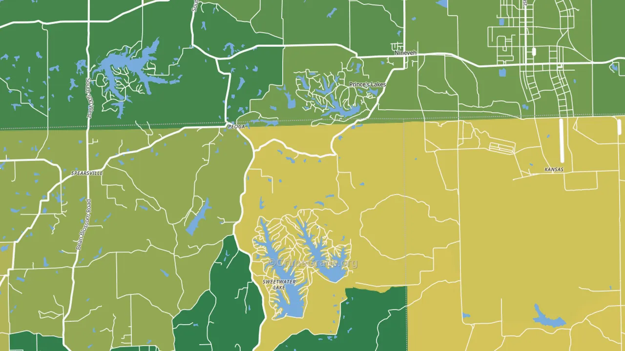 46164, IN Map of Vehicle Theft Rates