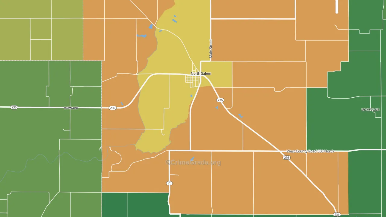 46165, IN Map of Vehicle Theft Rates