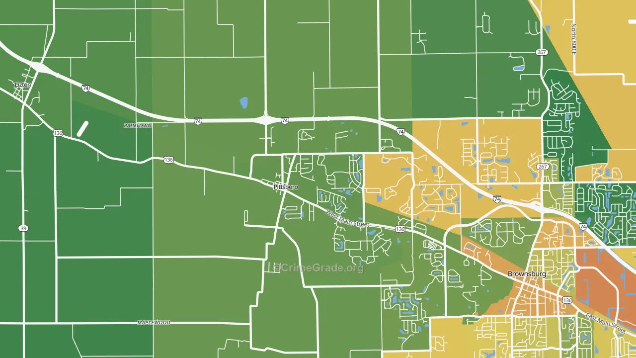 46167, IN Map of Vehicle Theft Rates