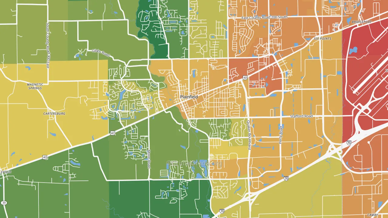 46168, IN Map of Vehicle Theft Rates