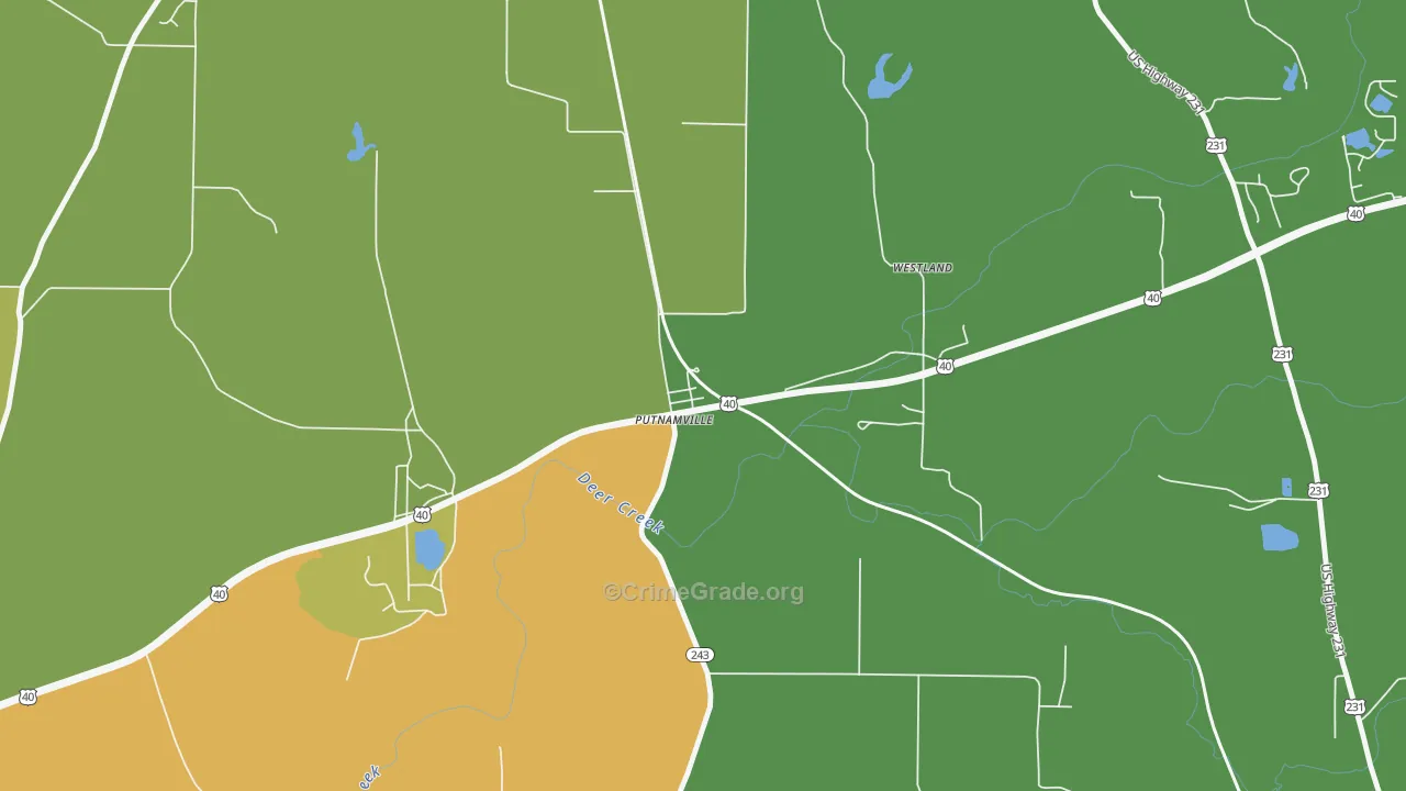 46170, IN Map of Vehicle Theft Rates
