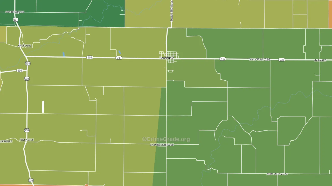 46172, IN Map of Vehicle Theft Rates