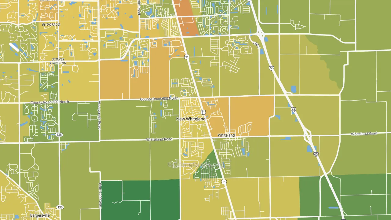 46184, IN Map of Vehicle Theft Rates