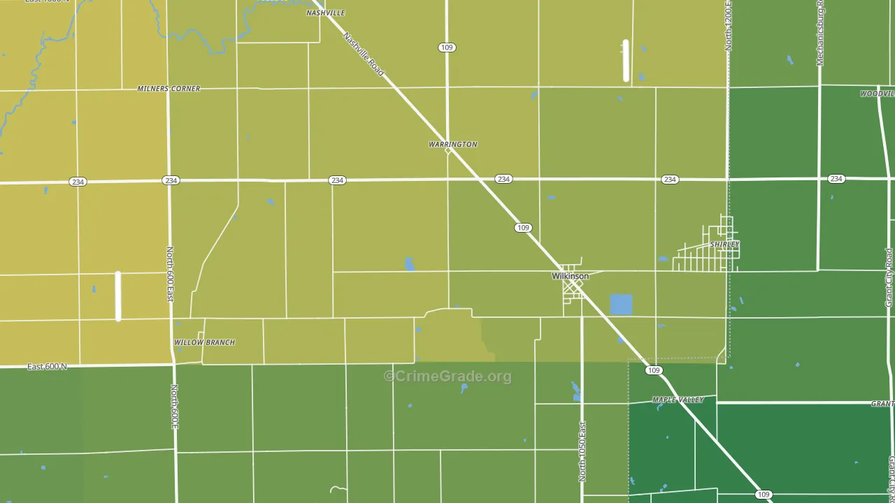46186, IN Map of Vehicle Theft Rates
