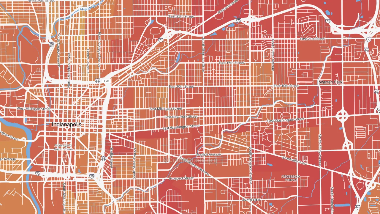 46201, IN Map of Vehicle Theft Rates
