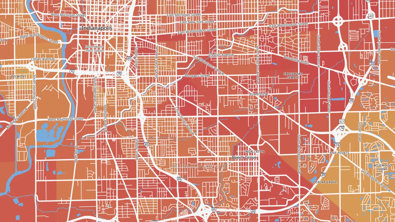 46203, IN Map of Vehicle Theft Rates