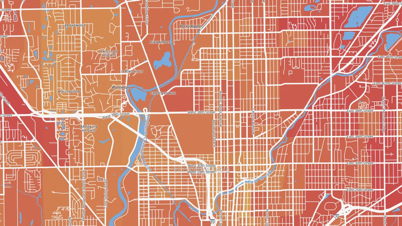 46208, IN Map of Vehicle Theft Rates