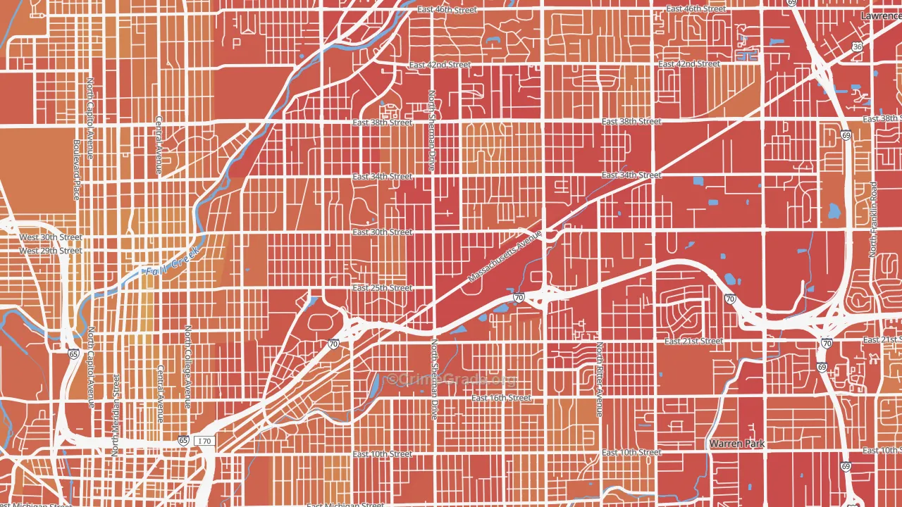 46218, IN Map of Vehicle Theft Rates