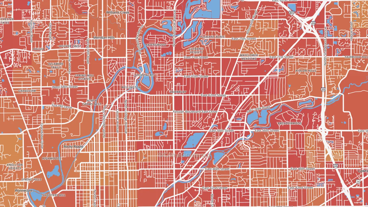 46220, IN Map of Vehicle Theft Rates