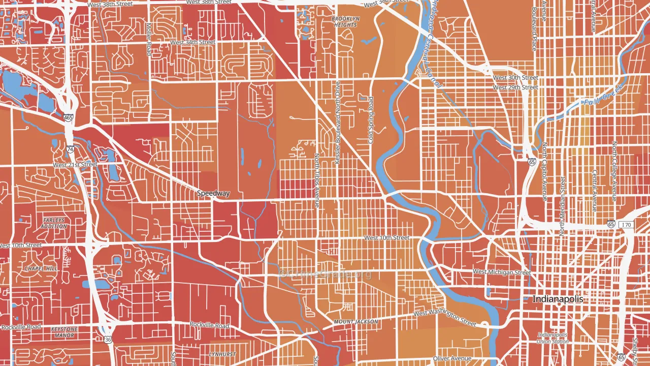 46222, IN Map of Vehicle Theft Rates
