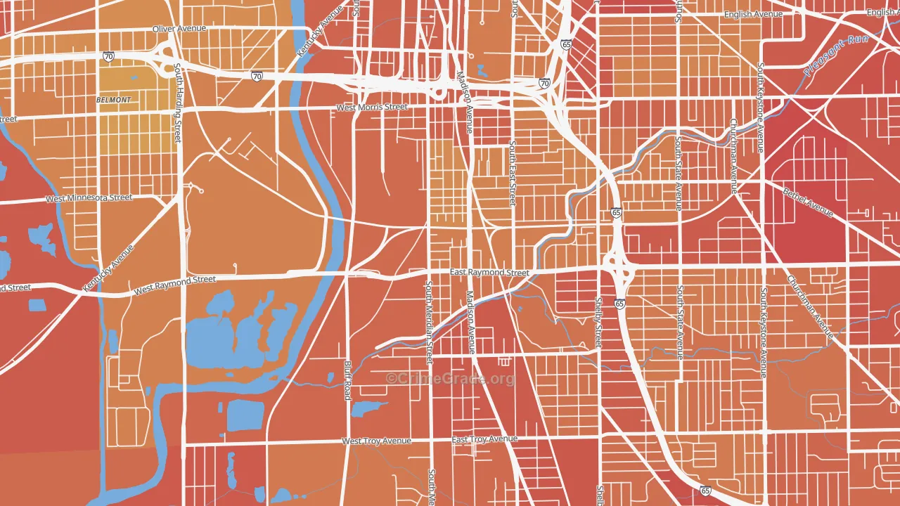 46225, IN Map of Vehicle Theft Rates