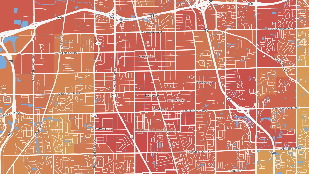 46227, IN Map of Vehicle Theft Rates