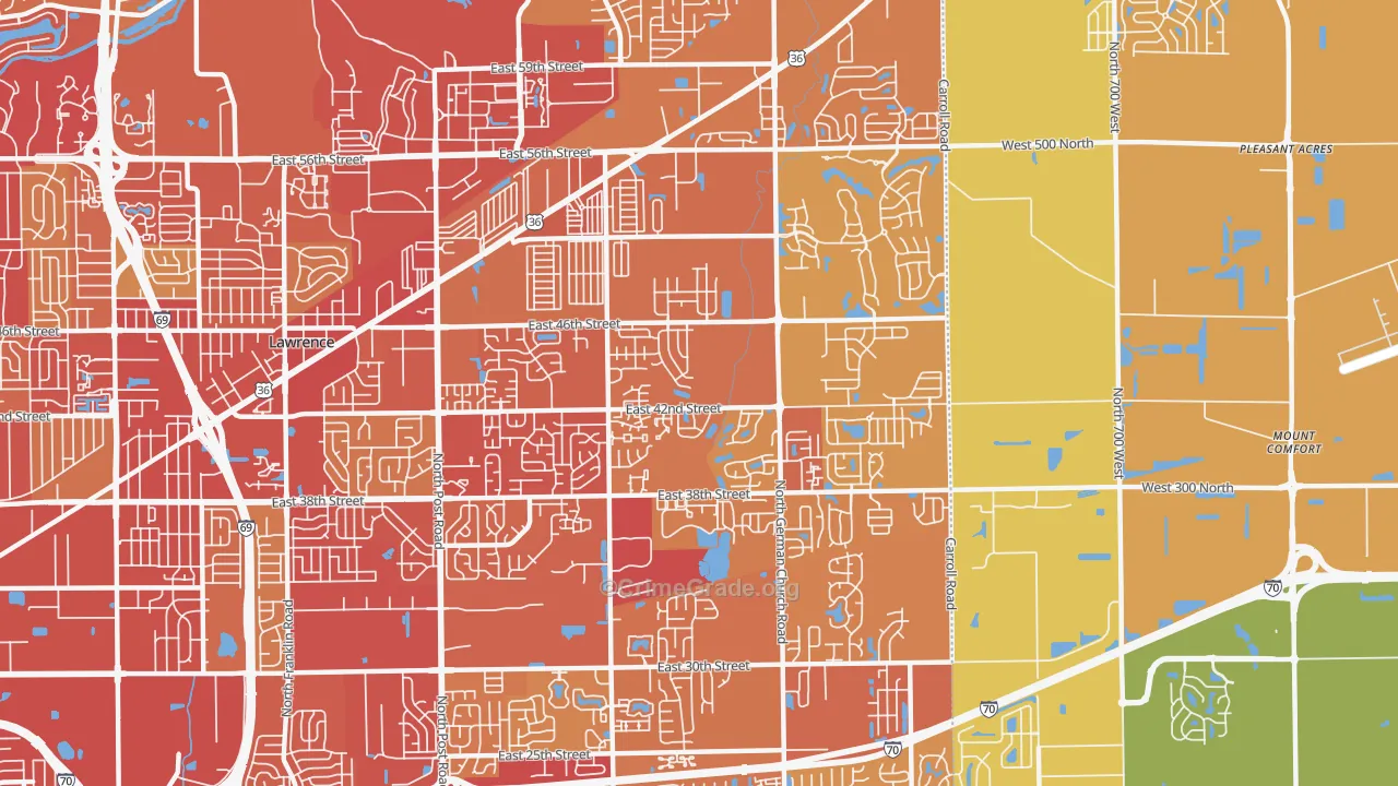 46235, IN Map of Vehicle Theft Rates