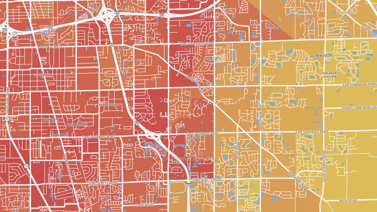46237, IN Map of Vehicle Theft Rates