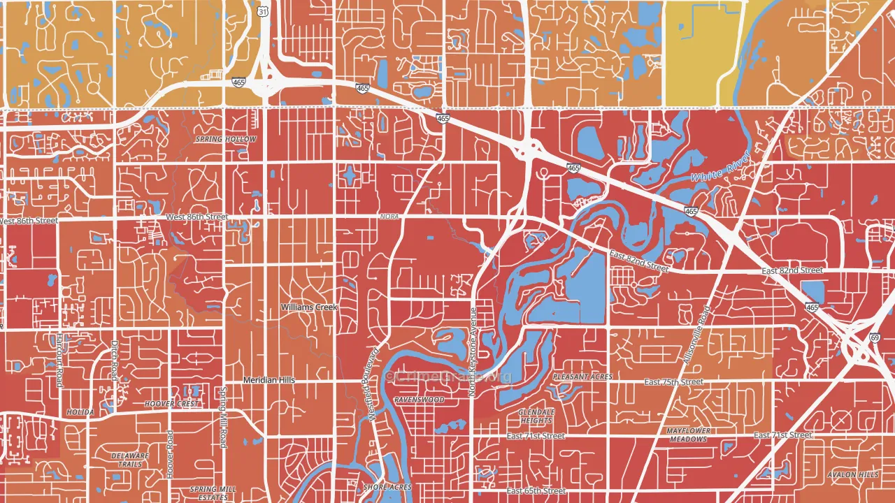 46240, IN Map of Vehicle Theft Rates