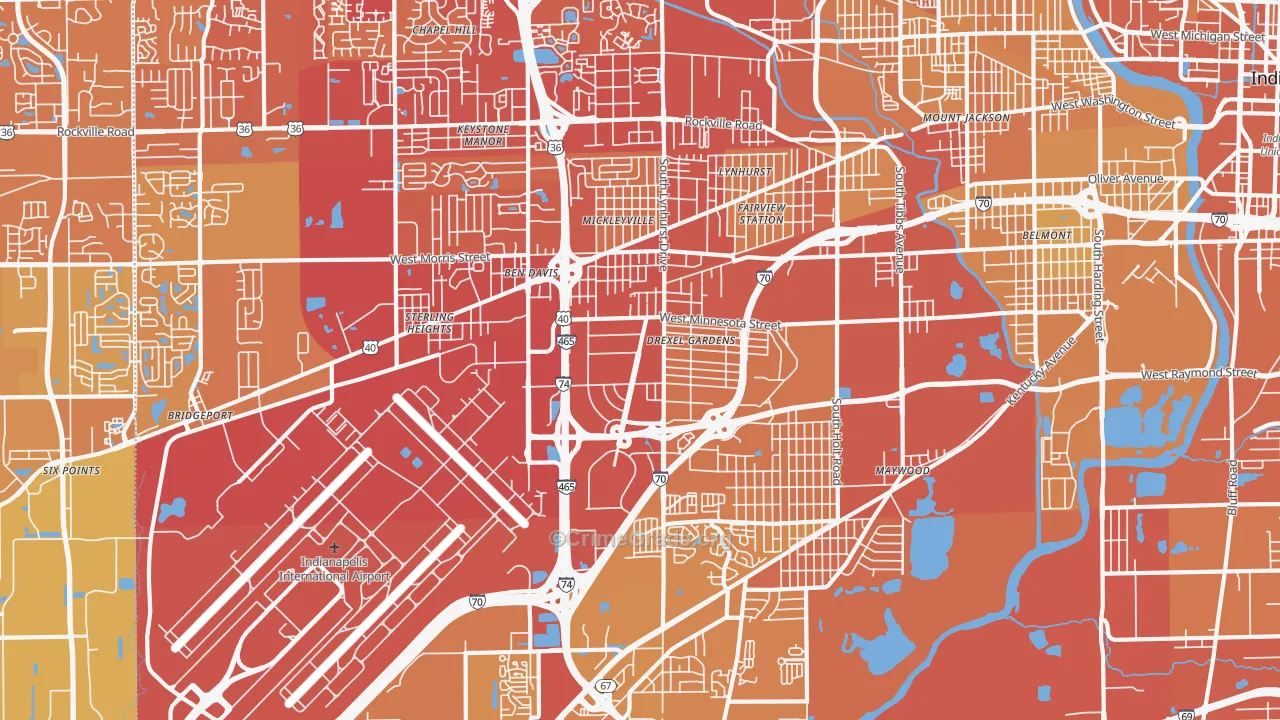 46241, IN Map of Vehicle Theft Rates