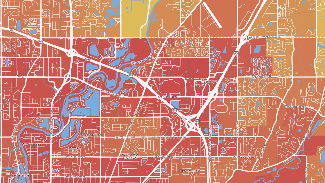 46250, IN Map of Vehicle Theft Rates