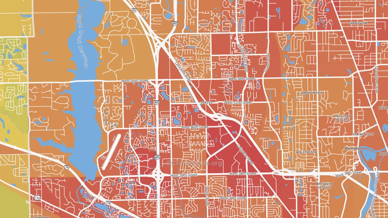 46254, IN Map of Vehicle Theft Rates