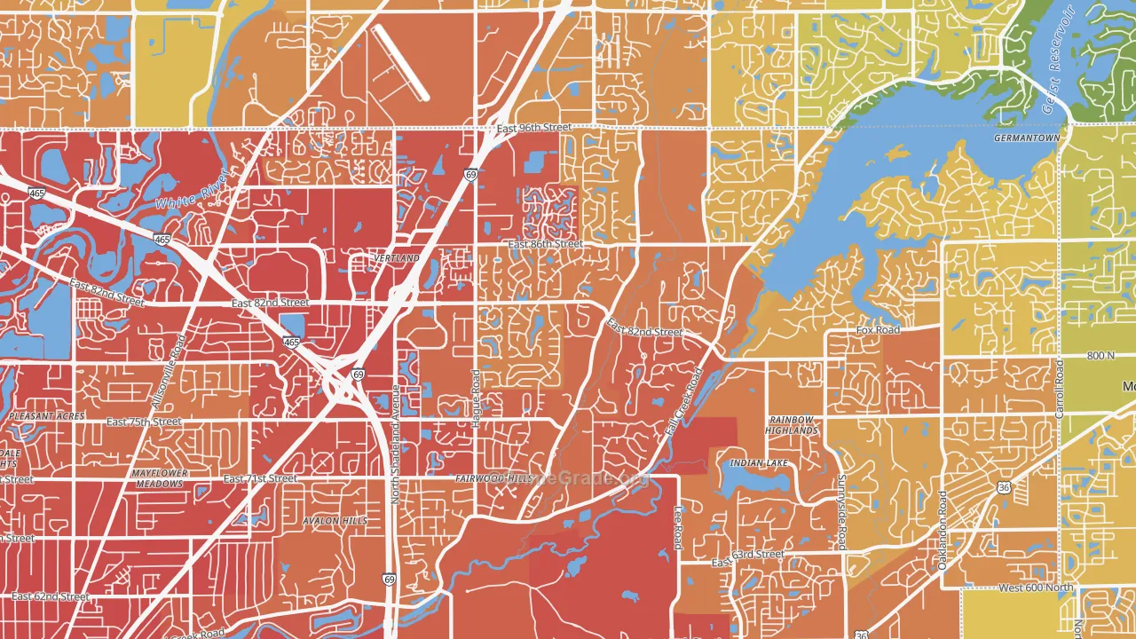 46256, IN Map of Vehicle Theft Rates