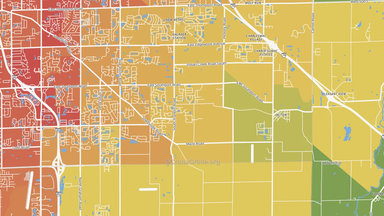 46259, IN Map of Vehicle Theft Rates