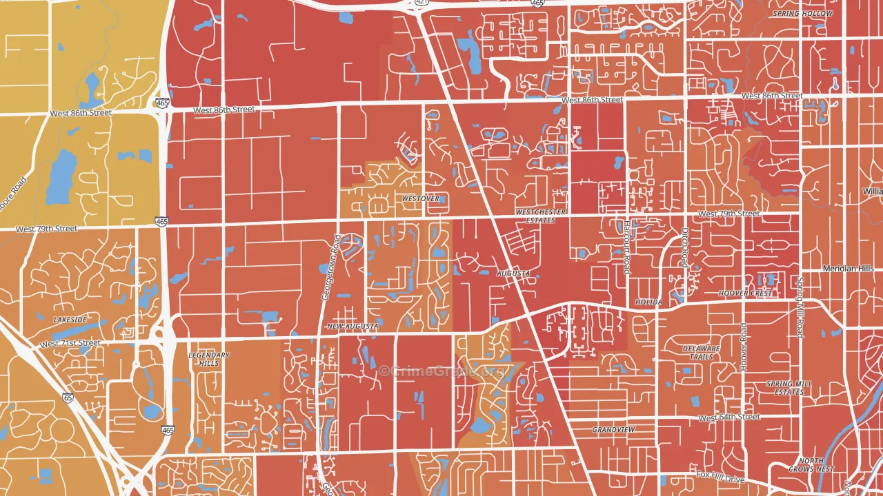 46268, IN Map of Vehicle Theft Rates