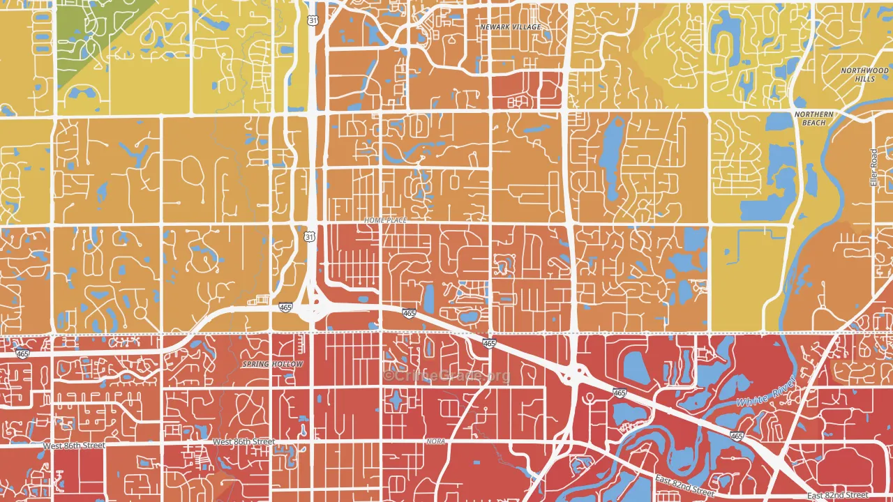 46280, IN Map of Vehicle Theft Rates