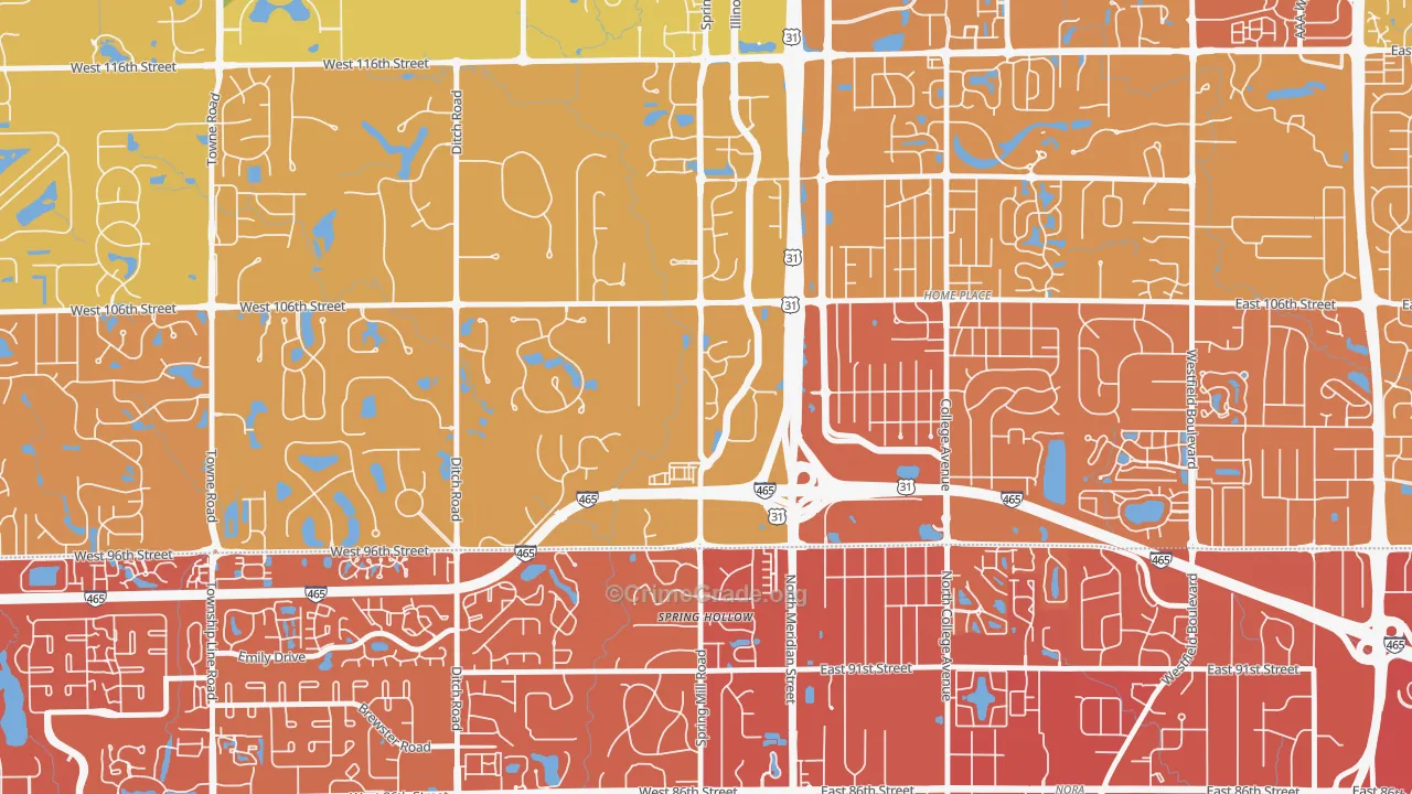 46290, IN Map of Vehicle Theft Rates
