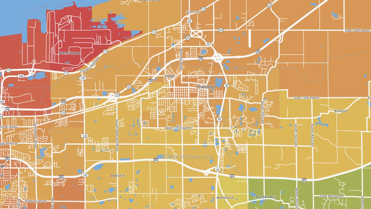 46304, IN Map of Vehicle Theft Rates