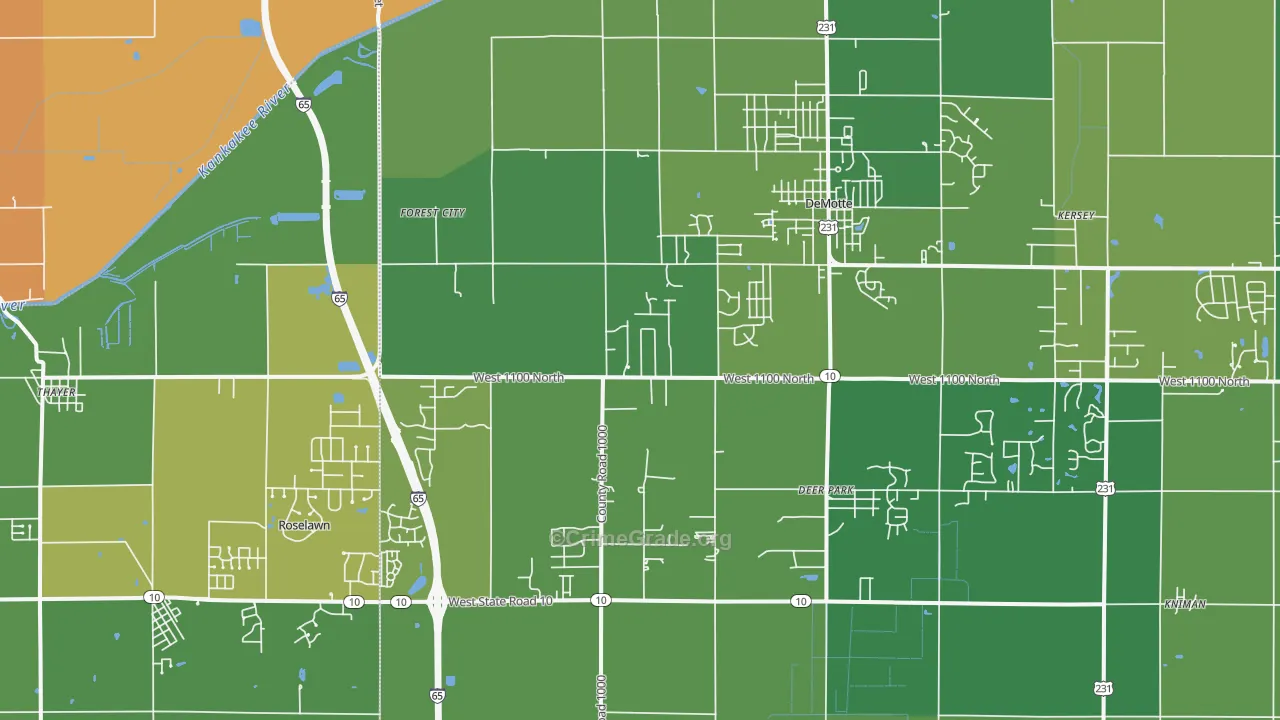 46310, IN Map of Vehicle Theft Rates