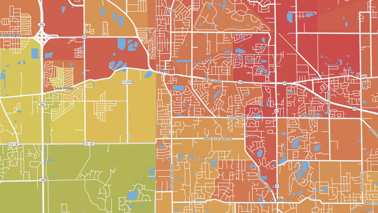 46311, IN Map of Vehicle Theft Rates