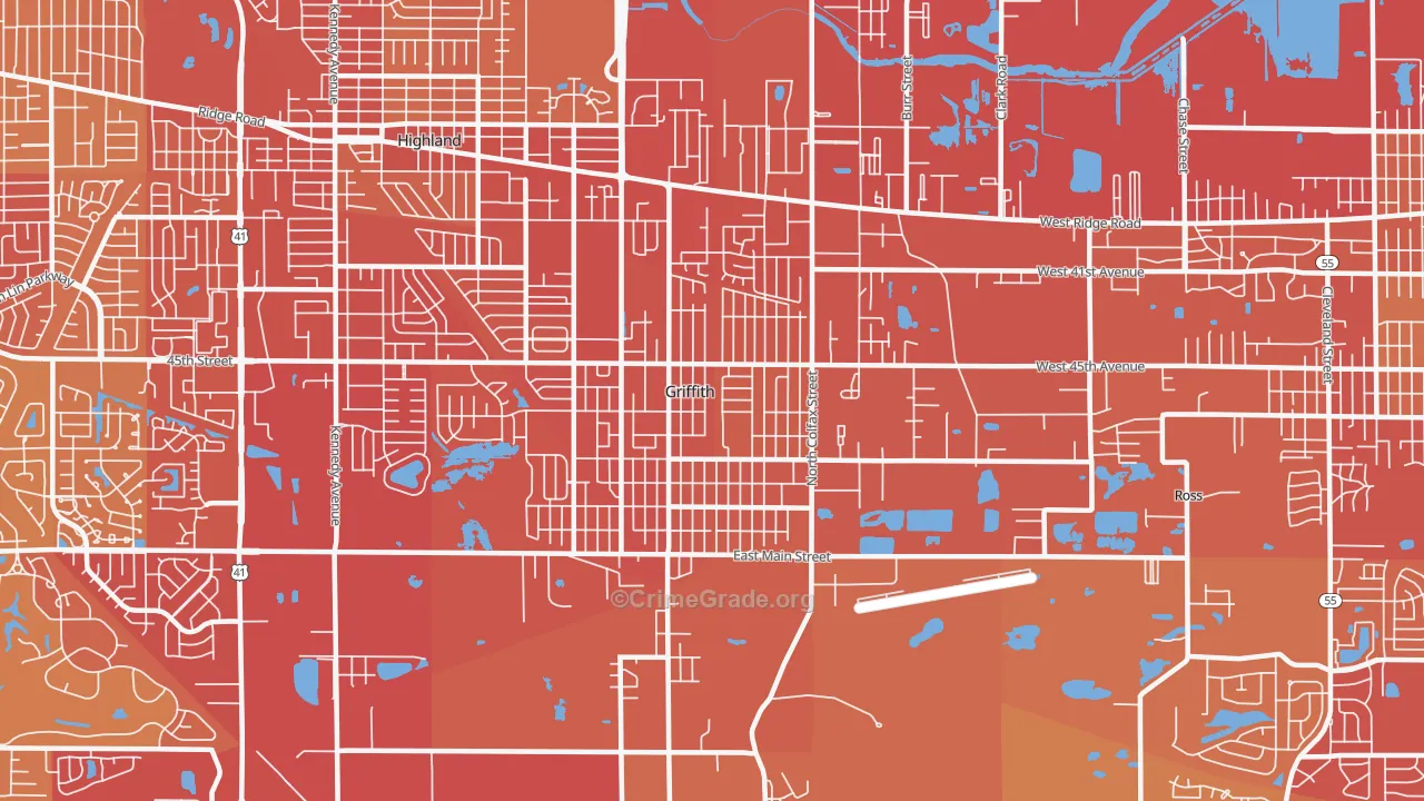 46319, IN Map of Vehicle Theft Rates