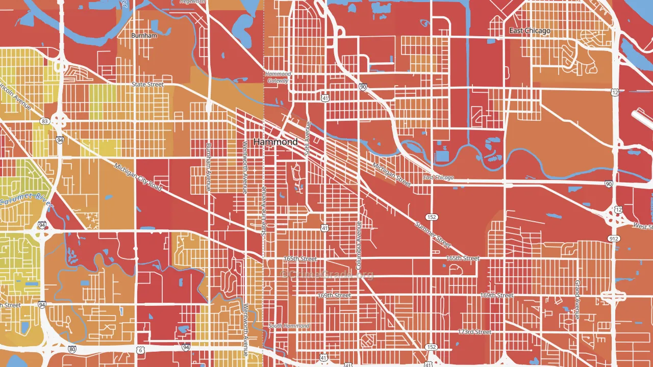 46320, IN Map of Vehicle Theft Rates