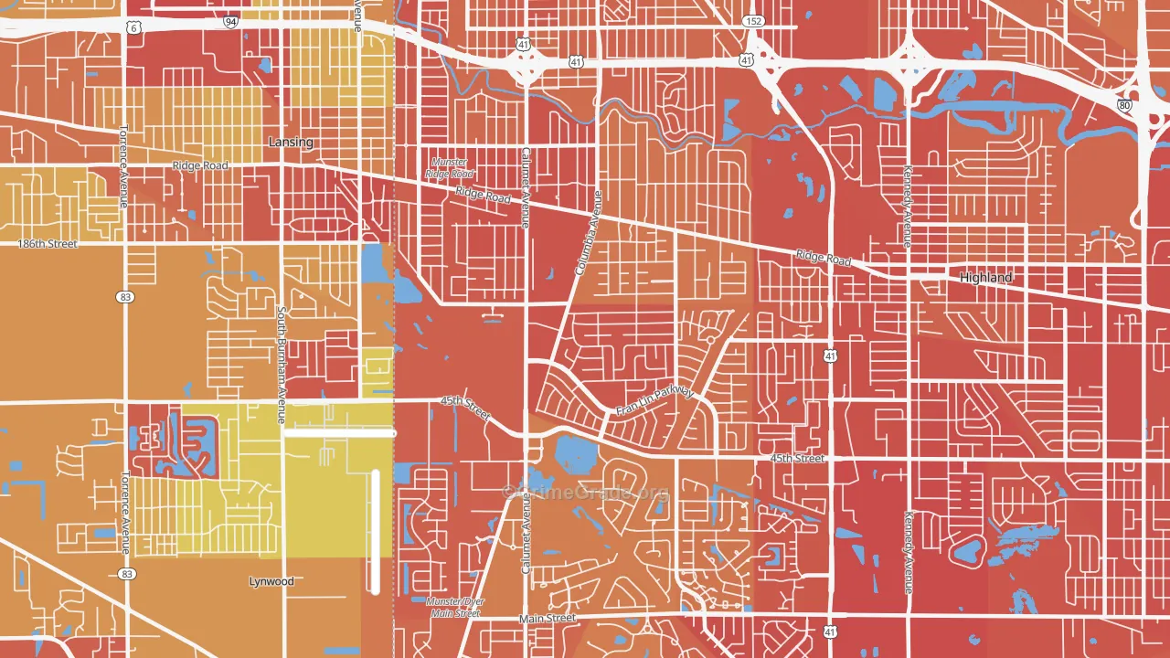 46321, IN Map of Vehicle Theft Rates