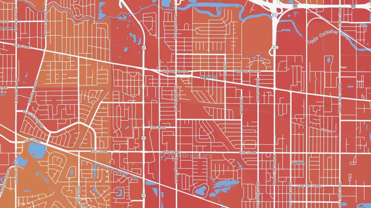 46322, IN Map of Vehicle Theft Rates