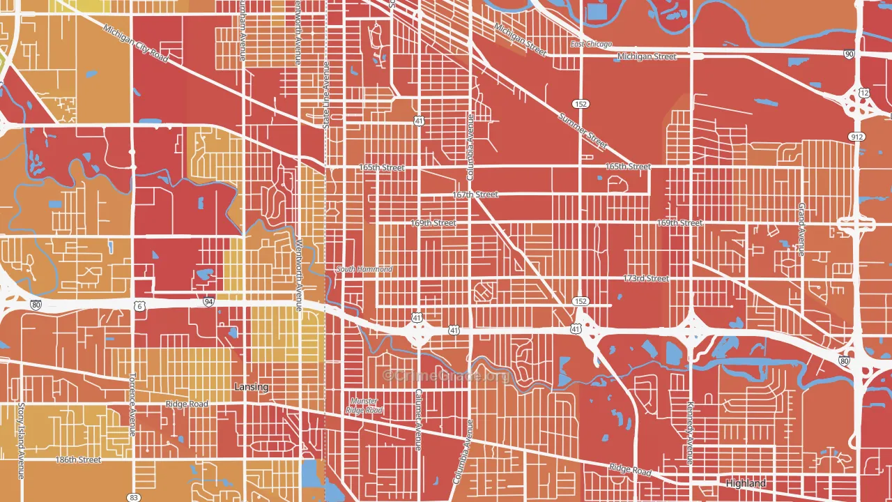 46324, IN Map of Vehicle Theft Rates