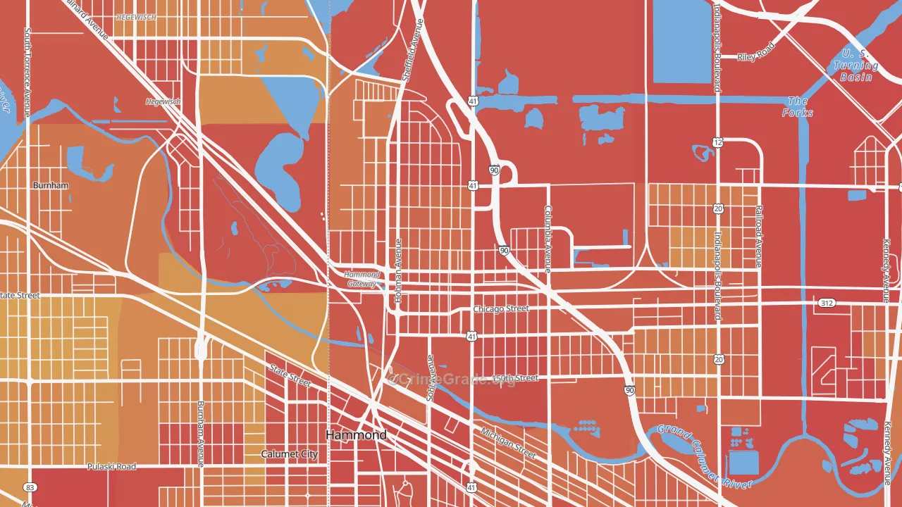 46327, IN Map of Vehicle Theft Rates