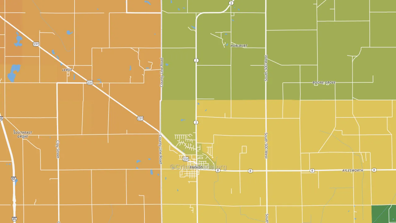 46341, IN Map of Vehicle Theft Rates