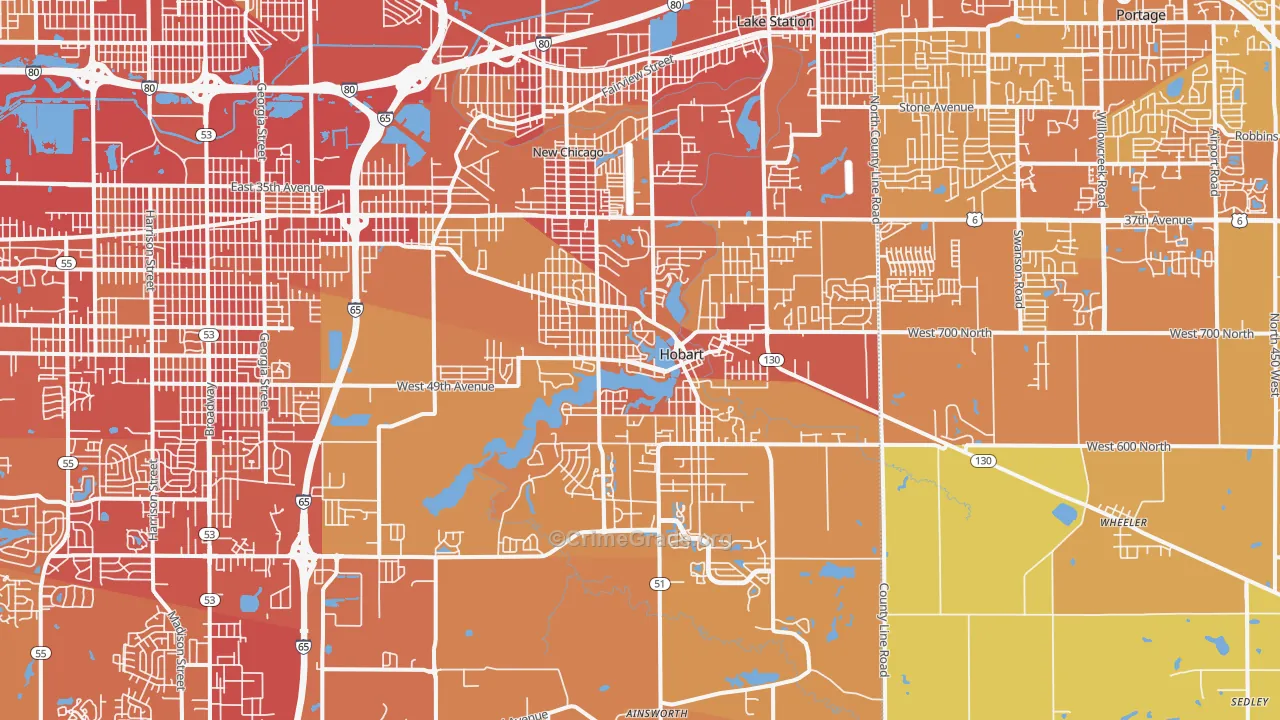 46342, IN Map of Vehicle Theft Rates
