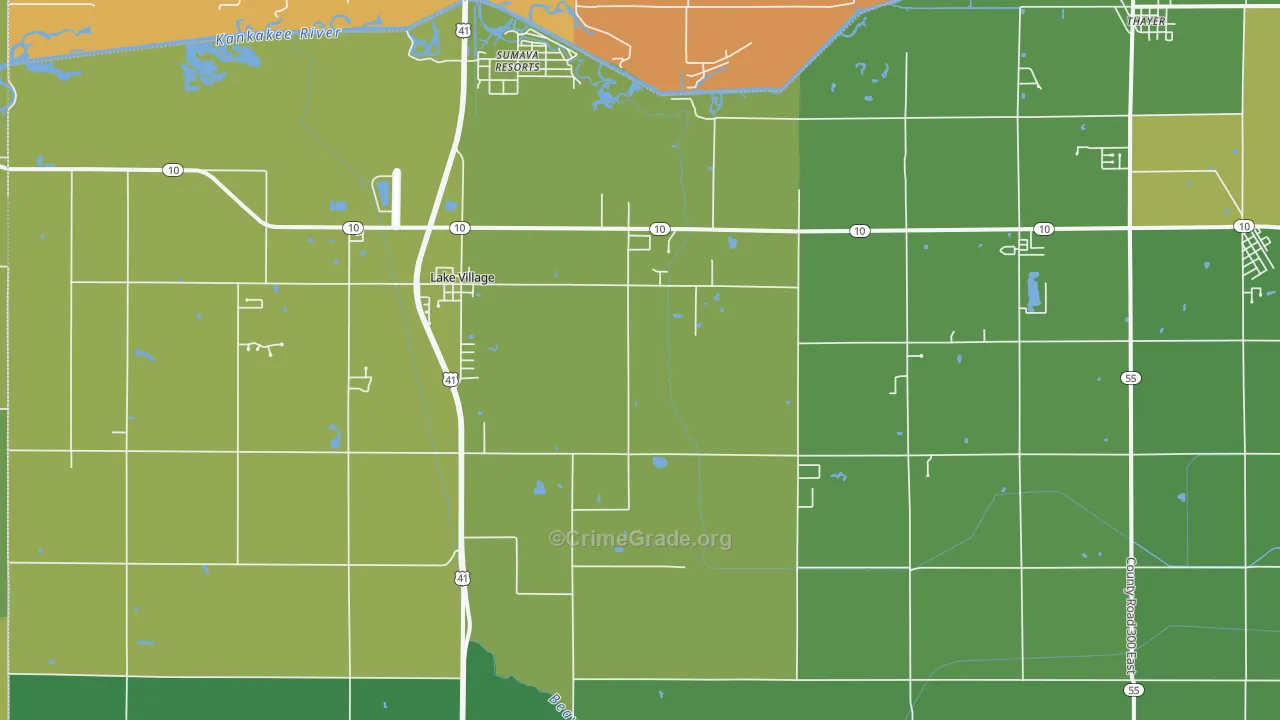 46349, IN Map of Vehicle Theft Rates
