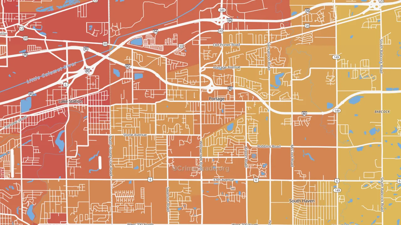 46368, IN Map of Vehicle Theft Rates