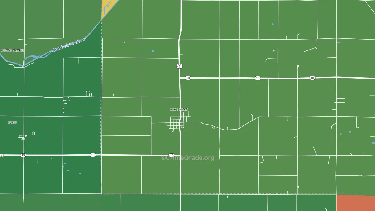 46374, IN Map of Vehicle Theft Rates