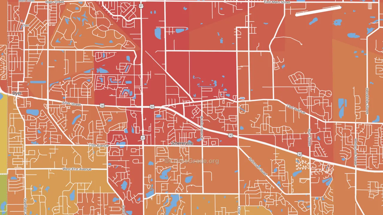 46375, IN Map of Vehicle Theft Rates